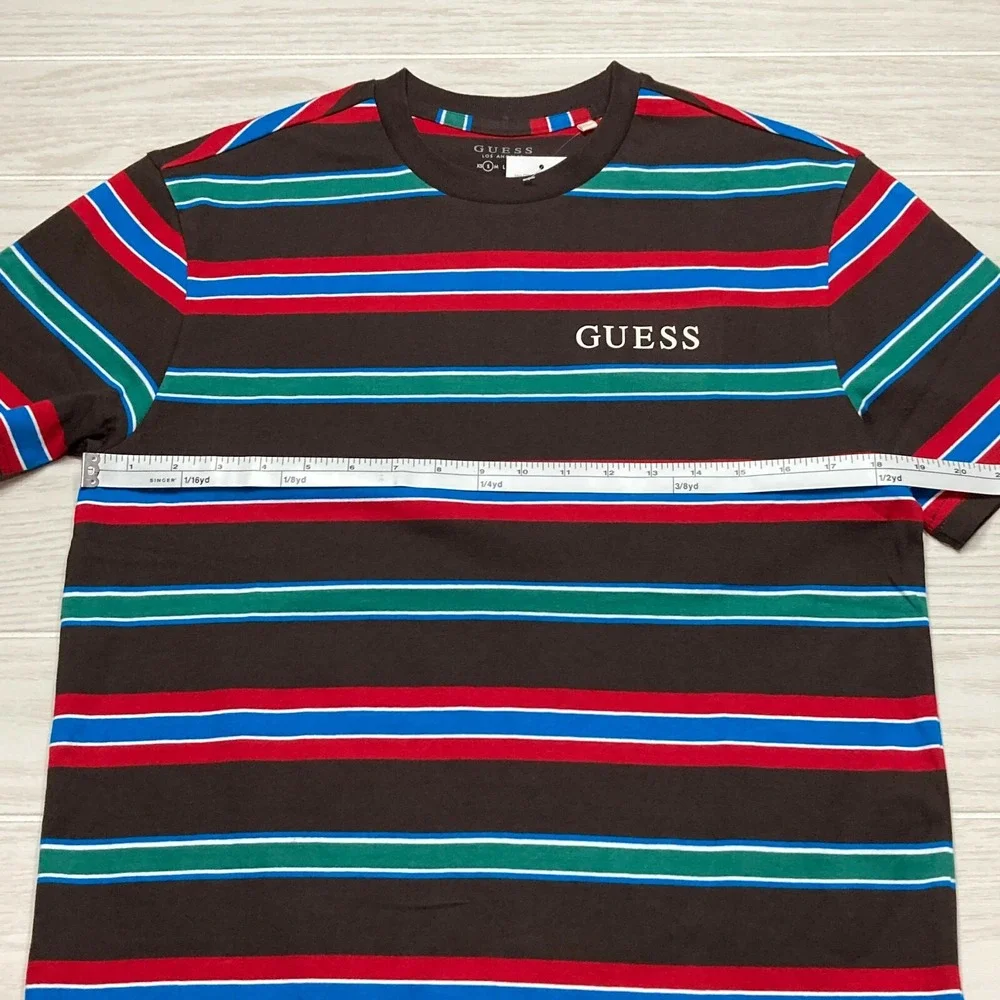 Guess Los Angeles Men's Autumn Stripe Techno Retro Spellout T-Shirt Size Small - Picture 7 of 8